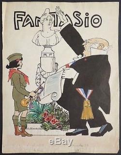 Cover Auguste Roubille Original Drawing Fantasio Newspaper C. 1930 Art Deco