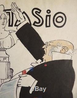 Cover Auguste Roubille Original Drawing Fantasio Newspaper C. 1930 Art Deco