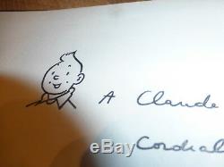 Dedication Hergé Rare Tintin Coke In Stock Original Drawing Milou 1958-67 Eo Pa Coa