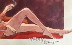 Dottie Original Pin-up Undressed Ink / Black Stone / Watercolor Signed (berthet)