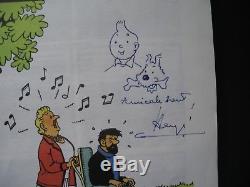 Drawing Dedication Of Tintin And Milou By Herge (on Album) 1979