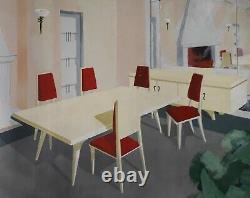 Drawing Gouache Architecture Board Decorator Dining Room 1940/50