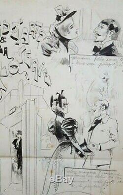 Drawing Ink Original Comic Paul-marie Lapierre Arts Belle Epoque 1900