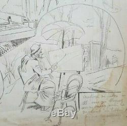 Drawing Ink Original Comic Paul-marie Lapierre Arts Belle Epoque 1900