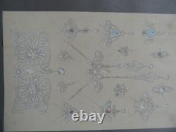 Drawing Jewelry 1900 4 Boards Mogis No 7 And A Board A. Coffineau
