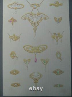 Drawing Jewelry 1900 4 Houseboards Mogis St Maur Art Nouveau 1900