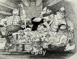 Drawing Original Board Cedric Loth Humour Cartoon Family Christmas Story