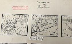 Drawing Original Board Ink Torch Adventures Benjamin Rabier (1864-1939)