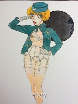 Drawing Original Dedicace Planche Bd Tribute Natacha Hotesse De L Air Art Pin Up