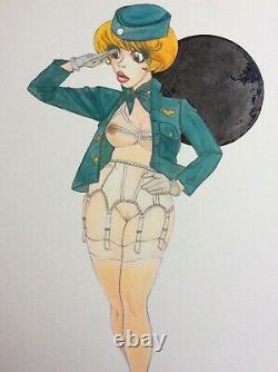 Drawing Original Dedicace Planche Bd Tribute Natacha Hotesse De L Air Art Pin Up