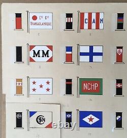 Drawing Original Gouache Floor Flags 28 Pavilions Maritime Companies