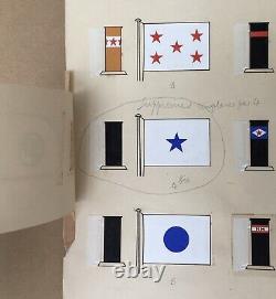 Drawing Original Gouache Floor Flags 28 Pavilions Maritime Companies