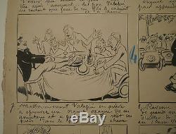 Drawing Original Plate Ink Maurice Radiguet Le Bon Vivant No. 100 1901 Drawing