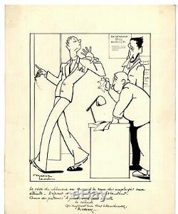 Drawing, Plank Original Signed By Manon Iessel 1930- Press Humor (ii)