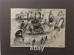 Drawings 20thm Xxèm Signed Ink Realism Illustration Travel 2 Original Plates