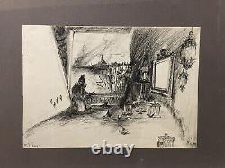 Drawings 20thm Xxèm Signed Ink Realism Illustration Travel 2 Original Plates