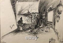 Drawings 20thm Xxèm Signed Ink Realism Illustration Travel 2 Original Plates