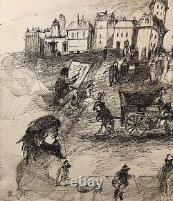 Drawings 20thm Xxèm Signed Ink Realism Illustration Travel 2 Original Plates