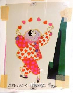Esz7050. Vintage Arlene Noel Pierrot Wishes Card Drawing Original Plank 1970s