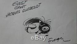 Franquin Gaston Lagaffe Happy Original Signed Drawing