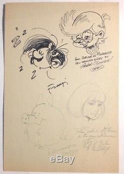 Franquin / Leloup / Devos / Hausman Signed Autograph Dedications / Dupuis