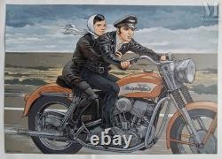 Fred Beltran Original Drawing Elvis Presley & Nathalie Wood (Original Board)