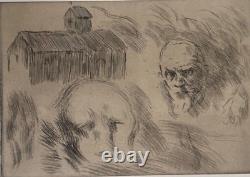 Gcb/13-Original Etching-Victor Prouvé-Test Plate with Two Self-Portraits