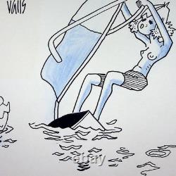 HUMOR PRESS Guy VALLS Windsurfing, Original signed drawing