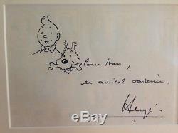 Herge / Tintin And Milou Original Signed Drawing Signed / Tbe Luxury Framing
