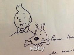 Herge / Tintin And Milou Original Signed Drawing Signed / Tbe Luxury Framing
