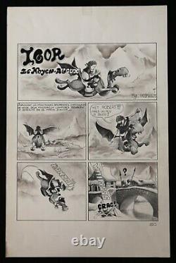 Igor the Medieval Cartoonist Original Drawing Signed Tatopoulos Comic Strip Board
