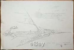 Large Original Drawing Philippe Druillet For The Wagner Ring 2001 Airplane