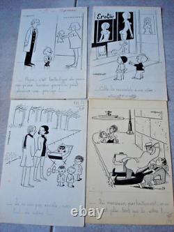 Lot of press drawings original plates humor signed Marsoup (JC MARCIREAU)