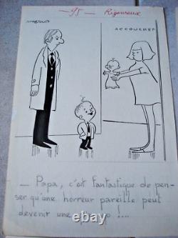 Lot of press drawings original plates humor signed Marsoup (JC MARCIREAU)