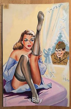 Louis Carrière Pin-up Drawing Original Signed