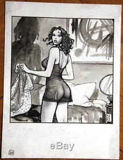 Manara Beautiful Discreetly Erotic Illustration Ink And Lavis On Paper (1991)