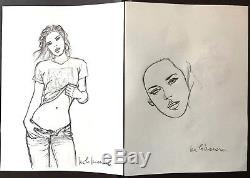 Milo Manara 2 Drawings Original Pencil Kristen Stewart Signed DIM 2030 CM