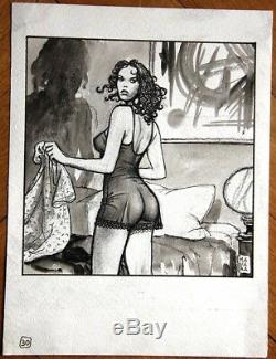 Milo Manara, Beautiful Original Drawing Lavis