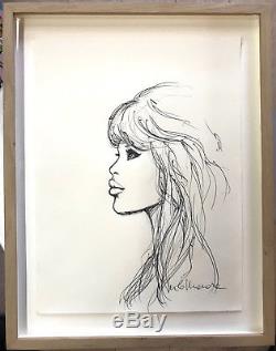 Milo Manara Drawing Original Brigitte Bardot Signed DIM 2030 CM Framed