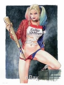 Milo Manara Drawing Original Harley Quinn Suicide Squads Signed DIM 2030 CM