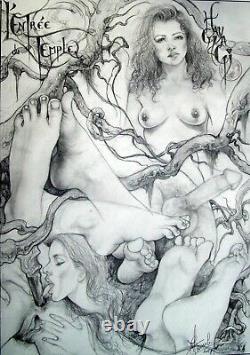 Nude Original Drawing By Claude Mâtre Curiosa Original Board Art