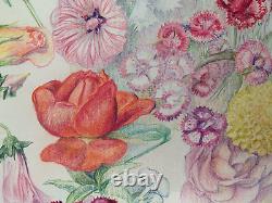 Old Board of Original Drawings Botanical Flower Studies Signed (1)