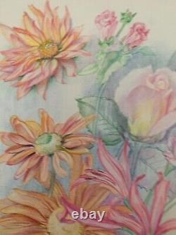 Old Board of Original Drawings Botanical Flower Studies Signed (15)