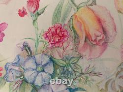 Old Board of Original Drawings Botanical Flower Studies Signed (6)