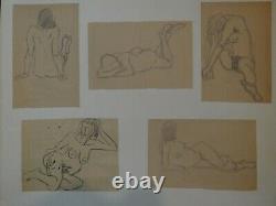 Old Drawing Board Nude Woman Fauvist Pencil