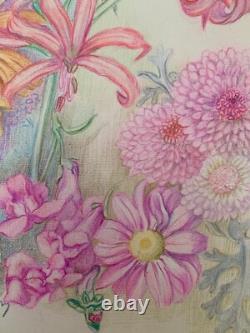 Old Original Drawing Board Botanical Flower Studies Signed (15)