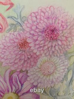 Old Original Drawing Board Botanical Flower Studies Signed (15)