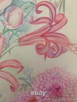 Old Original Drawing Board Botanical Flower Studies Signed (15)