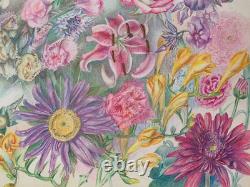 Old Original Drawing Plate Botanical Flower Studies Signed (12)