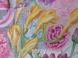 Old Original Drawing Plate Botanical Flower Studies Signed (12)